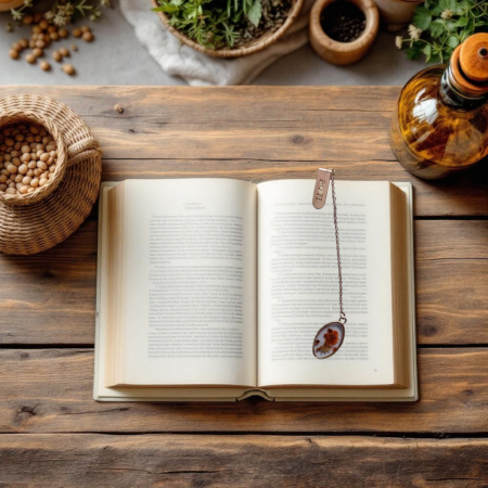 Marque-page médaillon fleur séchée - papeterie, livre