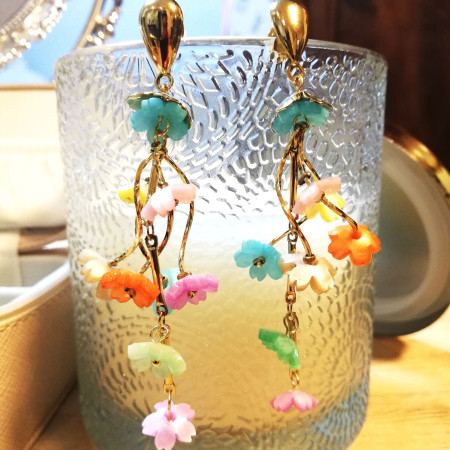 Boucles d'oreilles fleurs multicolores - Tendance Femme