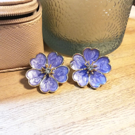 Boucles d'oreilles rétro Fleur mauves - Tendance Femme