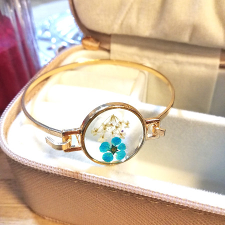 Bracelet élégant médaillon Fleur séchée - Mode femme