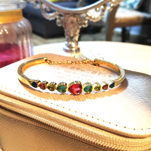 Bracelet cœur multicolore en acier inoxydable