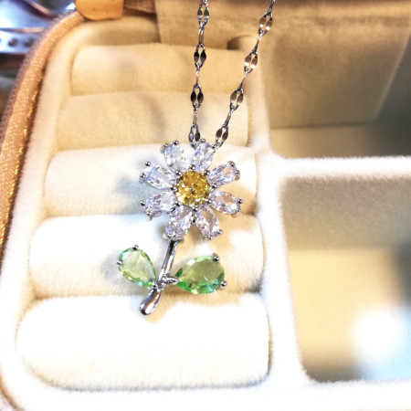 Collier fleur "Marguerite" en strass - Bijoux tendance femme