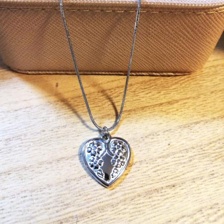 Collier pendentif Cœur et fleurs en acier inoxydable - Bijoux tendance Saint Valentin